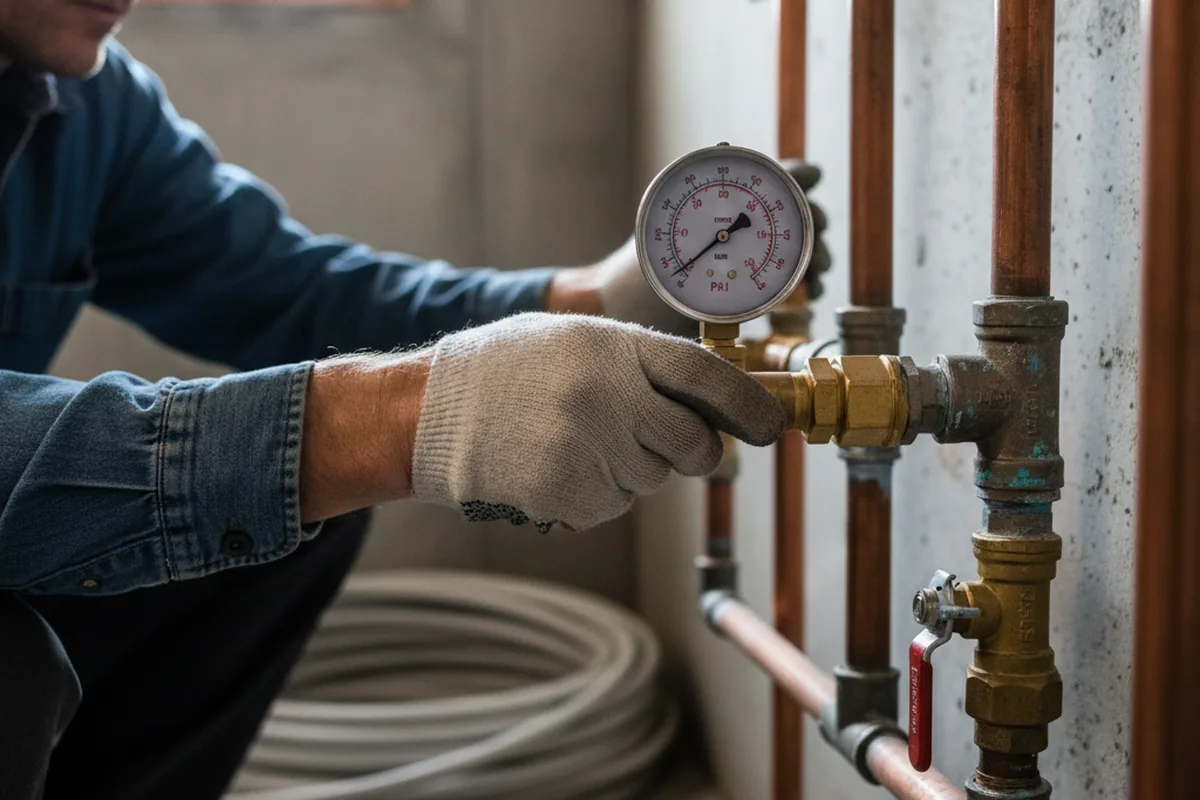Pressure testing a repaired line during Water Line Repair in Chesterland